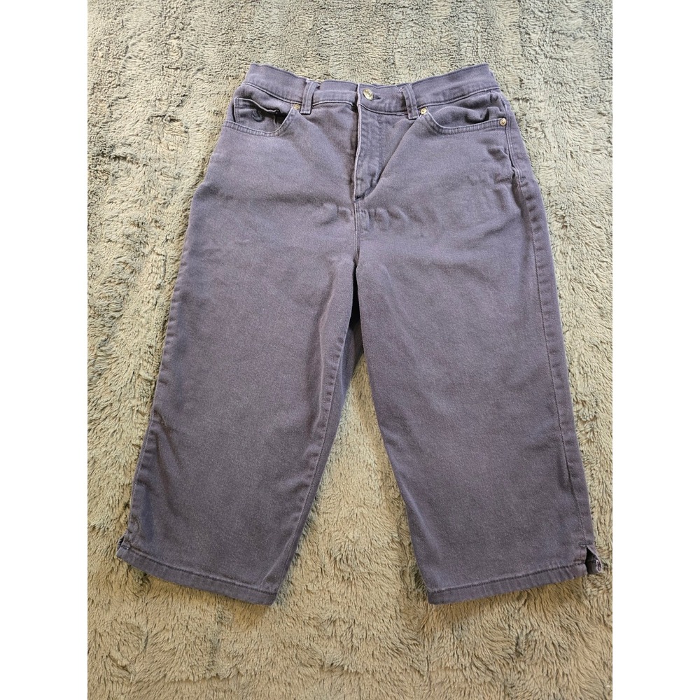 Gloria Vanderbilt Amanda Skimmer Gray Cropped Capri Pants Embroidered Pockets 6